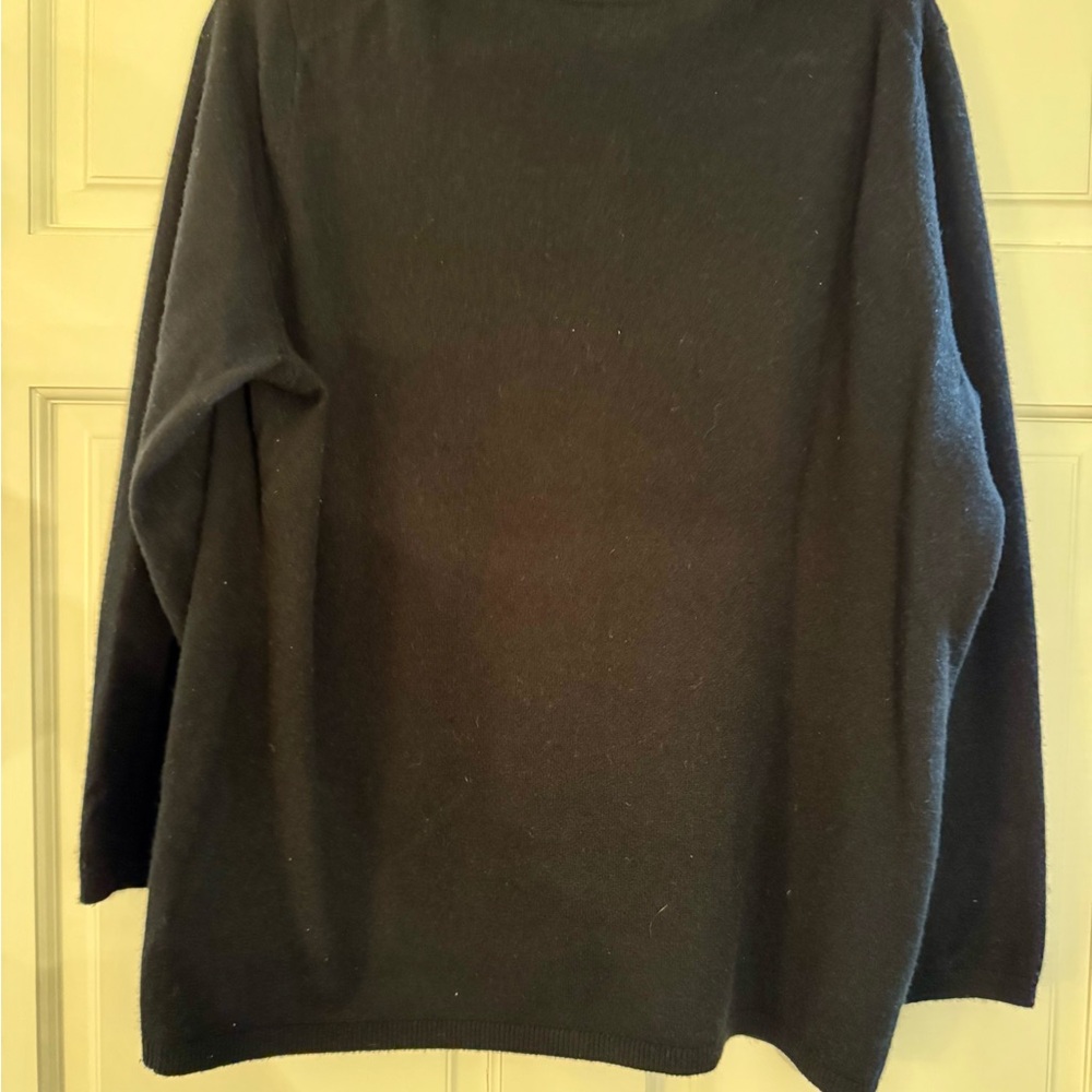 Lands' End Cashmere Classic Black Cardigan - Picture 3 of 5